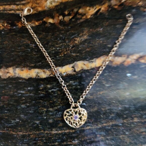 💍Goldtone Bracelet With Heart Charm Pink Stone Vintage - Picture 3 of 6